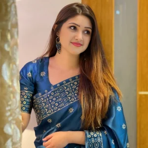 Japanese Silk Saree (Nile Blue)